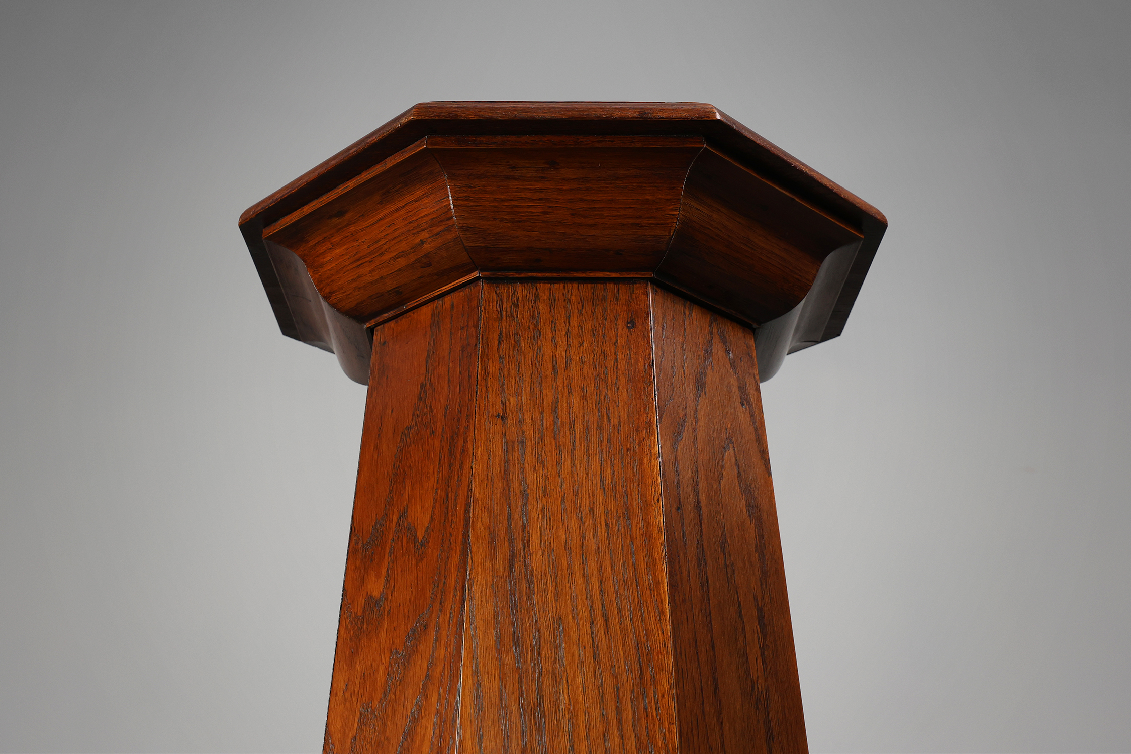 French Art Deco octagonal Oak Pedestal, circa 1920thumbnail
